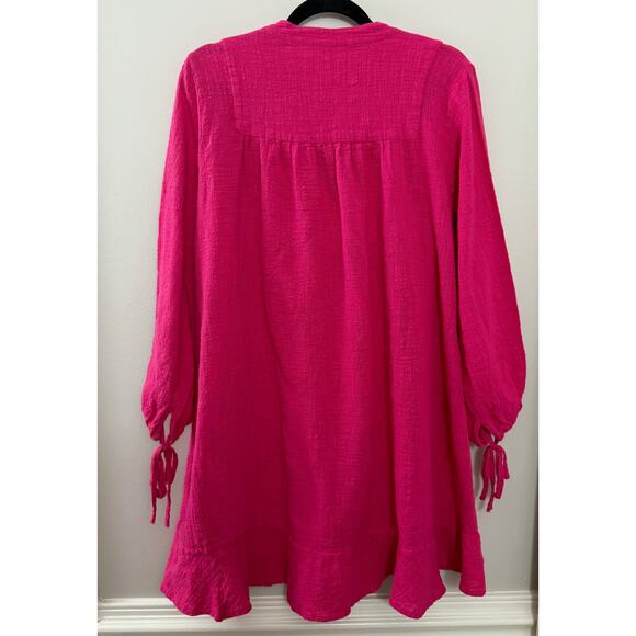 Tuckernuck Natalie Martin Cotton Resortwear Barbie Pink Tassel Shift Dress M - Picture 9 of 14
